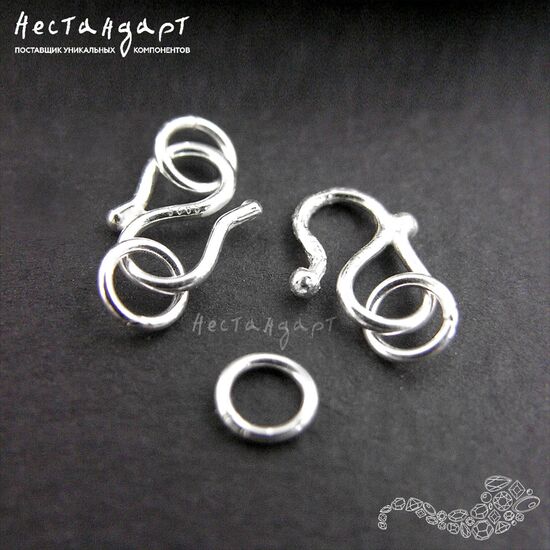 Замок-крючок с кольцами Sterling Silver 14х6 мм, изображение 3