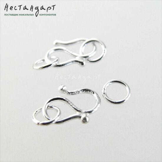 Замок-крючок с кольцами Sterling Silver 14х6 мм, изображение 4