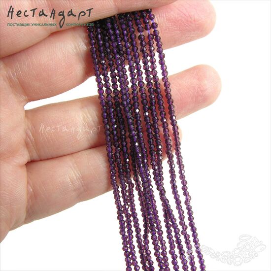 Хрустальная бусина Purple 2 мм (нить 36 см), изображение 2