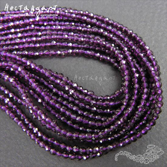 Хрустальная бусина Purple 2 мм (нить 36 см), изображение 3