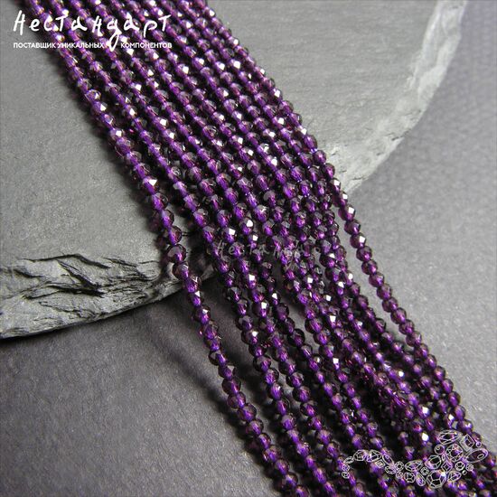 Хрустальная бусина Purple 2 мм (нить 36 см), изображение 4