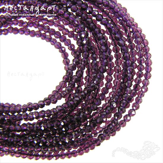Хрустальная бусина Purple 2 мм (нить 36 см), изображение 5