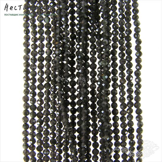 Хрустальная бусина Obsidian 2 мм (нить 39 см)
