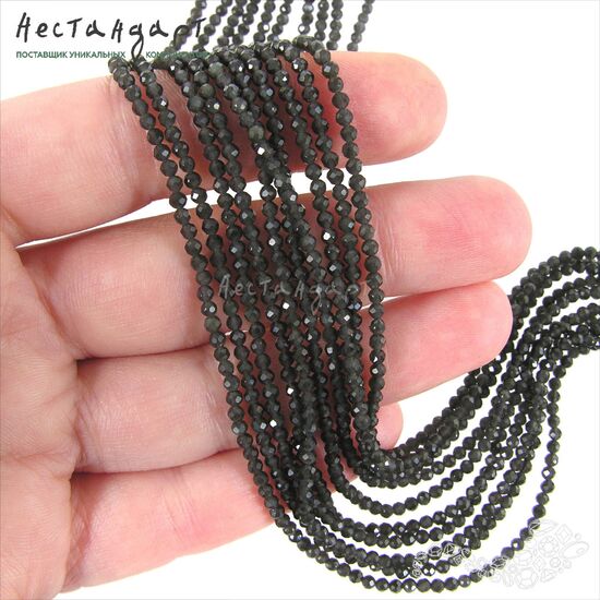 Хрустальная бусина Obsidian 2 мм (нить 39 см), изображение 4