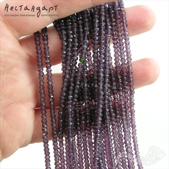 Хрустальная бусина Amethyst 3х2 мм (нить 41 см), изображение 2