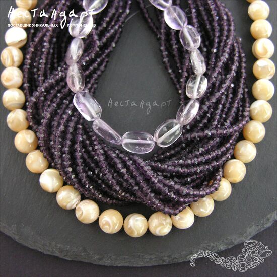 Хрустальная бусина Amethyst 3х2 мм (нить 41 см), изображение 3