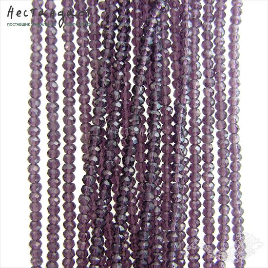 Хрустальная бусина Amethyst 3х2 мм (нить 41 см), изображение 4