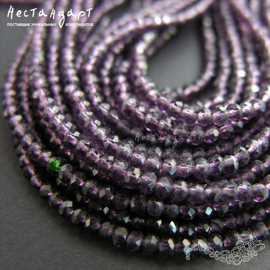Хрустальная бусина Amethyst 3х2 мм (нить 41 см), изображение 5