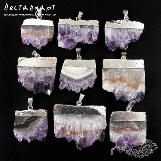 Подвеска из спила аметистовой друзы 28-42 мм