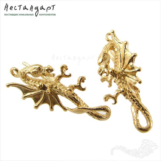 Подвеска-коннектор Flying Dragon Gold Plated 24 мм, изображение 2