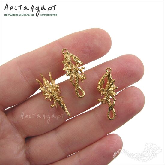 Подвеска-коннектор Flying Dragon Gold Plated 24 мм, изображение 3