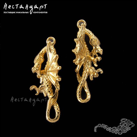 Подвеска-коннектор Flying Dragon Gold Plated 24 мм, изображение 4