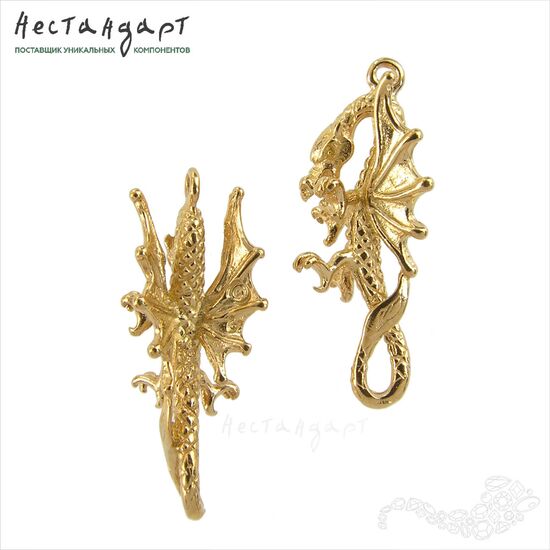 Подвеска-коннектор Flying Dragon Gold Plated 24 мм, изображение 5