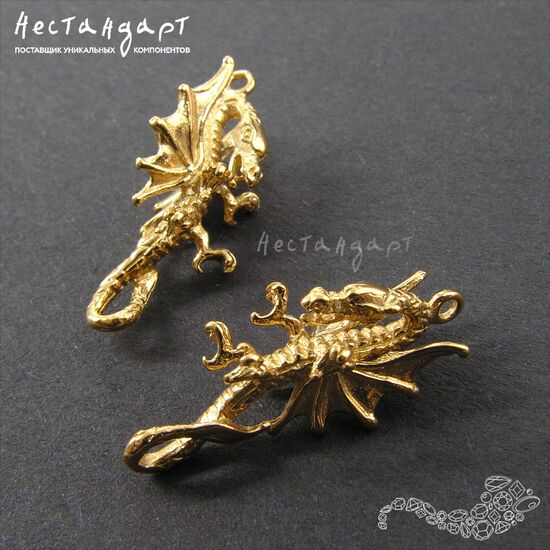 Подвеска-коннектор Flying Dragon Gold Plated 24 мм, изображение 6