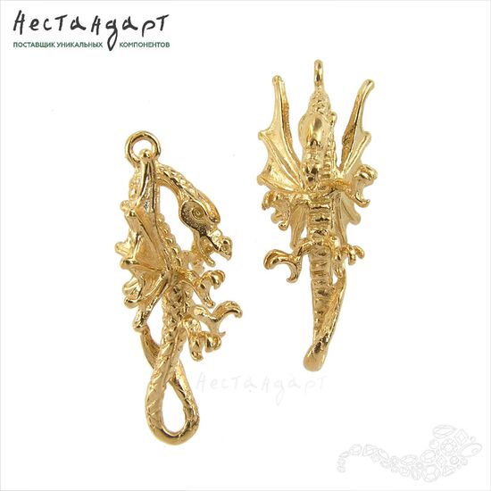 Подвеска-коннектор Flying Dragon Gold Plated 24 мм, изображение 7