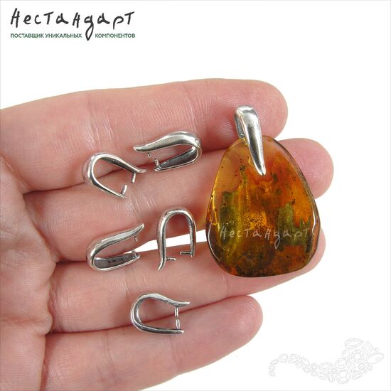 Зажимной бейл Clamp Silver Plated 14x9 мм, изображение 2