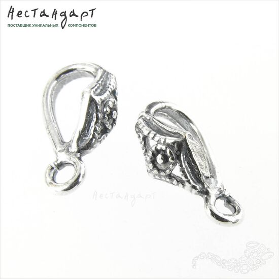 Бейл-держатель для кулона Vintage Silver Plated 12х5 мм, изображение 4