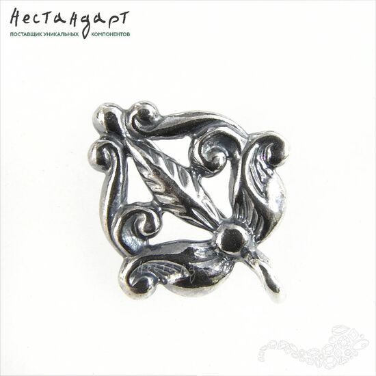 Бейл-держатель для кулона Lily Silver Plated 17х14 мм, изображение 3