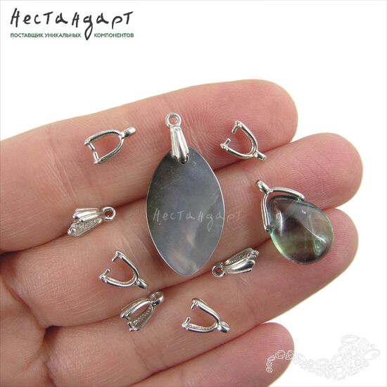 Бейл-держатель для кулона Valve Sterling Silver Rhodium Plated 10х3 мм, изображение 2