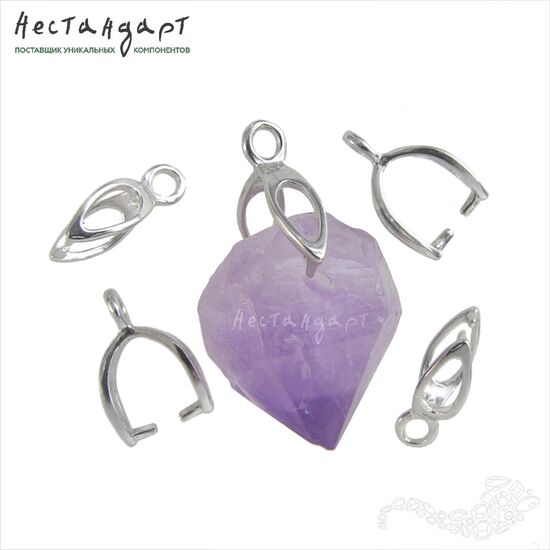 Бейл-держатель для кулона Loop Sterling Silver Rhodium Plated 12х4 мм