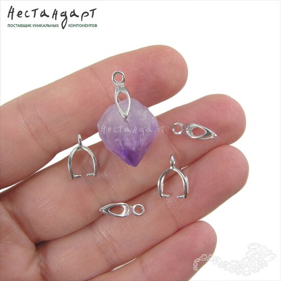 Бейл-держатель для кулона Loop Sterling Silver Rhodium Plated 12х4 мм, изображение 2