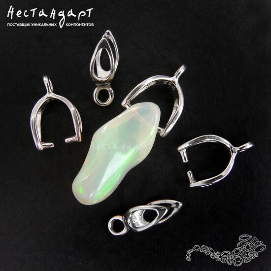 Бейл-держатель для кулона Loop Sterling Silver Rhodium Plated 12х4 мм, изображение 3