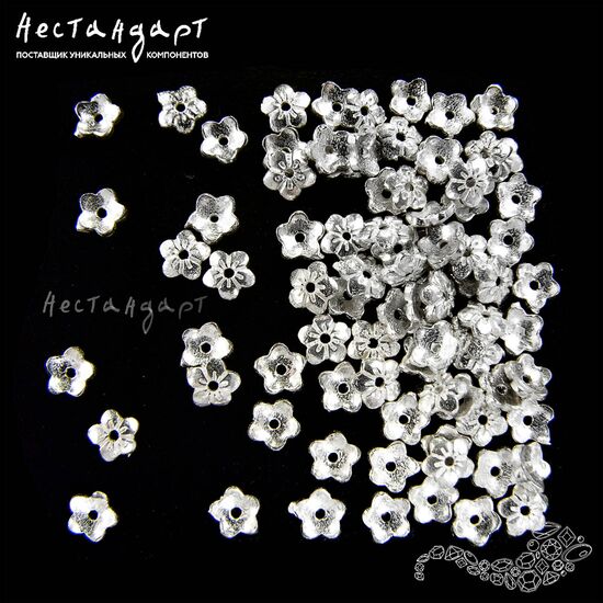 Чашечки для бусин Miniature Flower Sterling Silver 4 мм