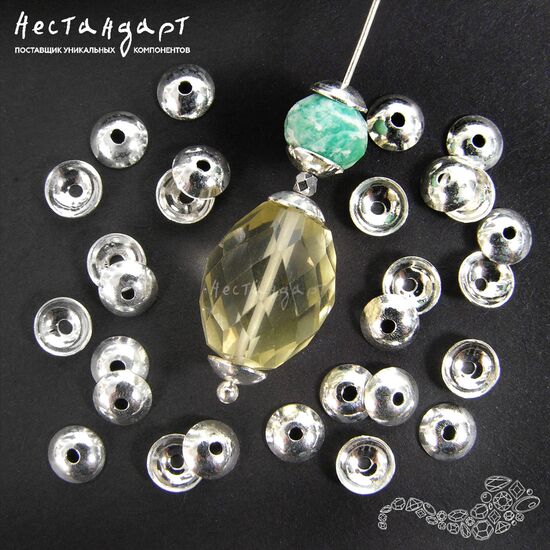 Чашечки для бусин Smooth Sterling Silver 3x1 мм (10 шт), изображение 3