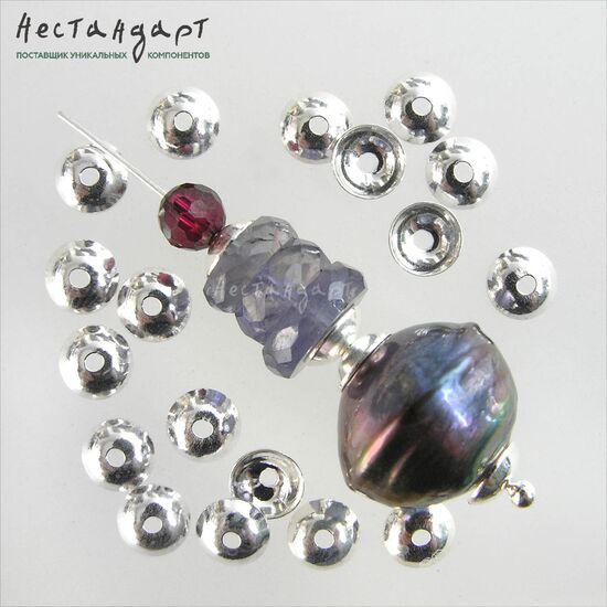 Чашечки для бусин Smooth Sterling Silver 3x1 мм (10 шт), изображение 4