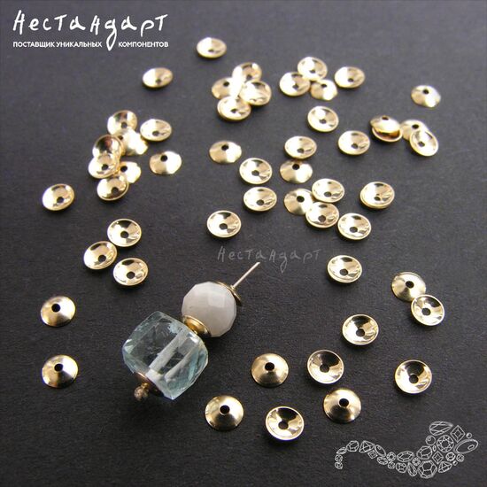 Чашечки для бусин Round Bead Caps Gold Filled 3 мм (уп. 10 шт), изображение 2