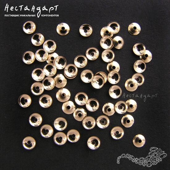 Чашечки для бусин Round Bead Caps Gold Filled 3 мм (уп. 10 шт), изображение 4