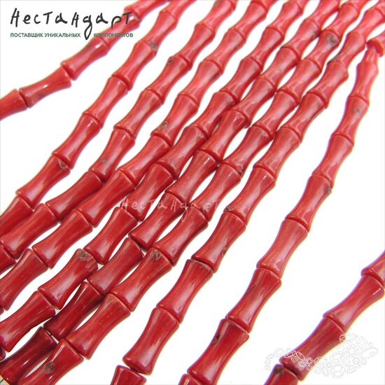 Коралл натуральный гладкий Red Bamboo 9,5 мм (уп. 10 шт.)