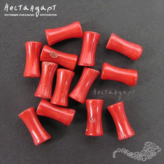 Коралл натуральный гладкий Red Bamboo 9,5 мм (уп. 10 шт.), изображение 3