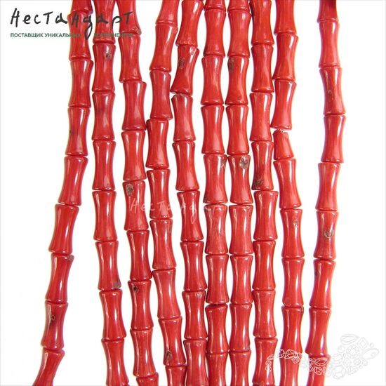 Коралл натуральный гладкий Red Bamboo 9,5 мм (уп. 10 шт.), изображение 4