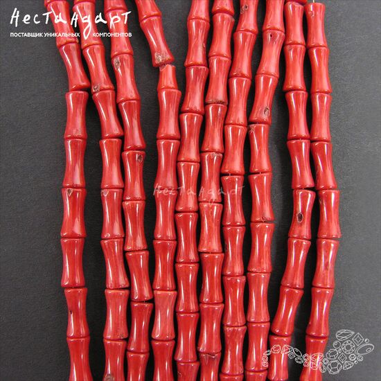 Коралл натуральный гладкий Red Bamboo 9,5 мм (уп. 10 шт.), изображение 5