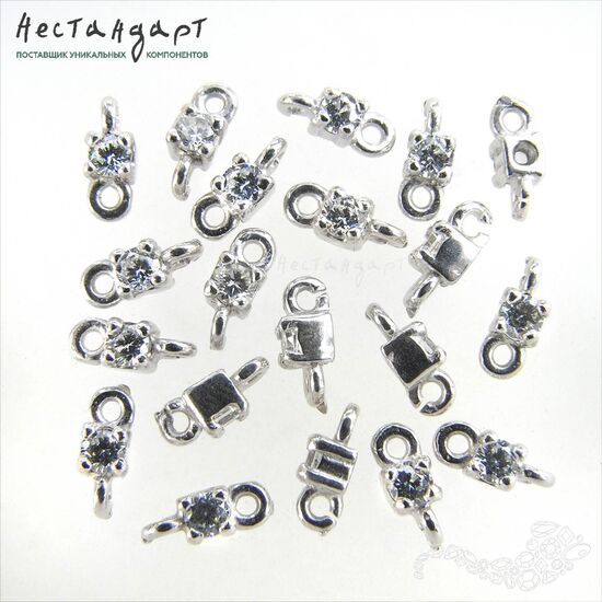 Коннектор Tessera Sterling Silver Rhodium Plated 7х3 мм, изображение 2