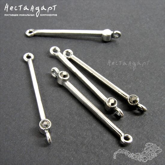 Коннектор Marcasite Silver Plated 28х3 мм, изображение 3