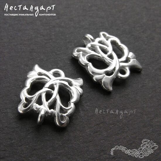 Коннектор Monogram Sterling Silver Rhodium Plated 10х11,5 мм, изображение 3