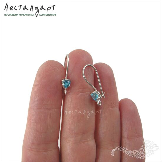 Швензы Sky Blue Topaz Heart Sterling Silver 19 мм (пара), изображение 2