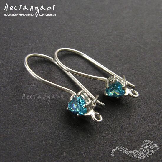 Швензы Sky Blue Topaz Heart Sterling Silver 19 мм (пара), изображение 3