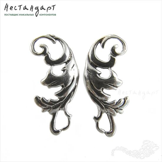 Основы для пусет D'epoca Sterling Silver 16х7 мм (пара), изображение 2