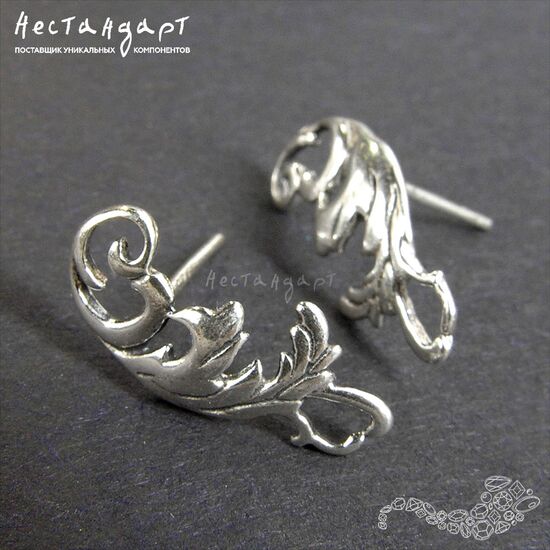 Основы для пусет D'epoca Sterling Silver 16х7 мм (пара), изображение 3