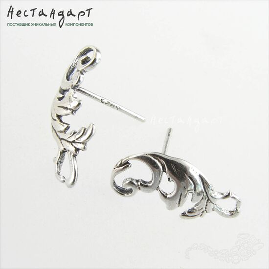 Основы для пусет D'epoca Sterling Silver 16х7 мм (пара), изображение 4