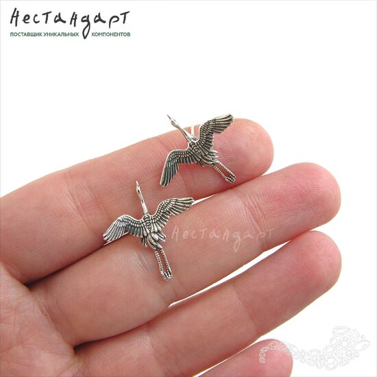 Основы для пусет Flying Cranes Sterling Silver 19х21,5 мм (пара), изображение 2