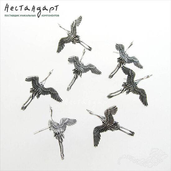 Основы для пусет Flying Cranes Sterling Silver 19х21,5 мм (пара), изображение 3