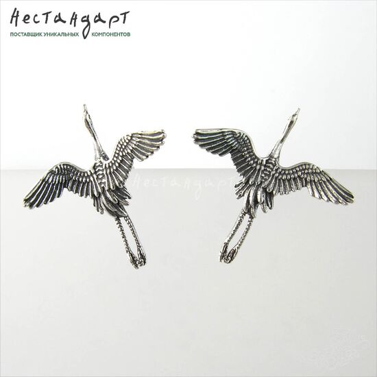 Основы для пусет Flying Cranes Sterling Silver 19х21,5 мм (пара), изображение 4