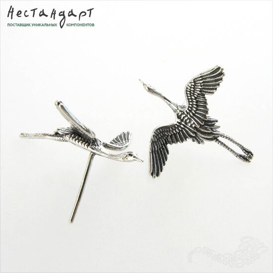 Основы для пусет Flying Cranes Sterling Silver 19х21,5 мм (пара), изображение 6
