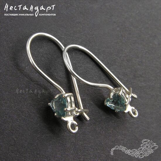 Швензы Aquamarine Heart Sterling Silver 19 мм (пара), изображение 3