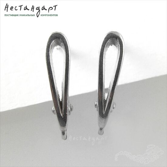 Швензы Empty Sterling Silver Rhodium Plated 14,5х4 мм (пара), изображение 4