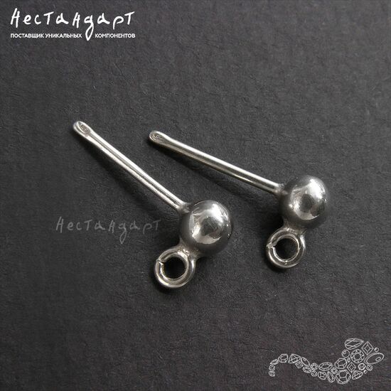 Основы для пусет с шариком Romantic Sterling Silver 16х5 мм (пара)